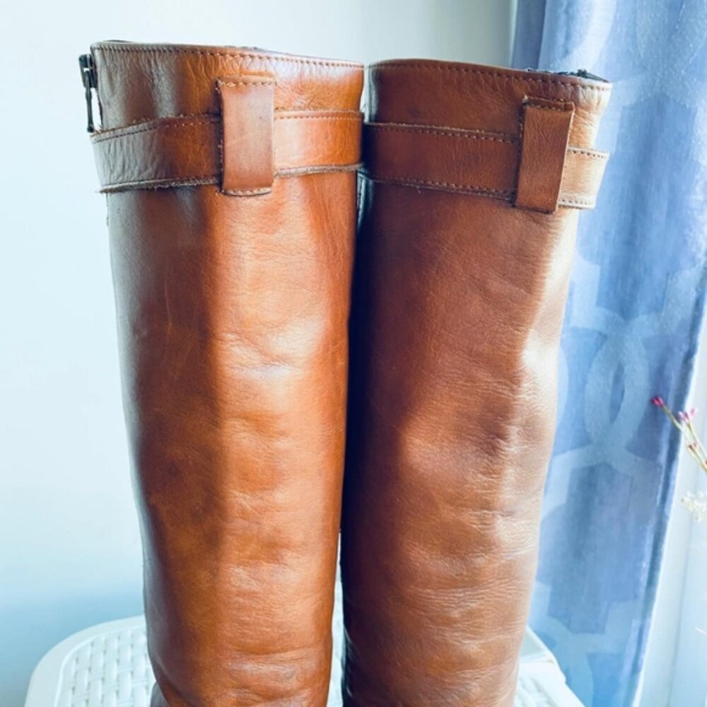 Italian Belted Genuine Leather Brown Riding Boot- Size Euro 37 - Picture 7 of 16